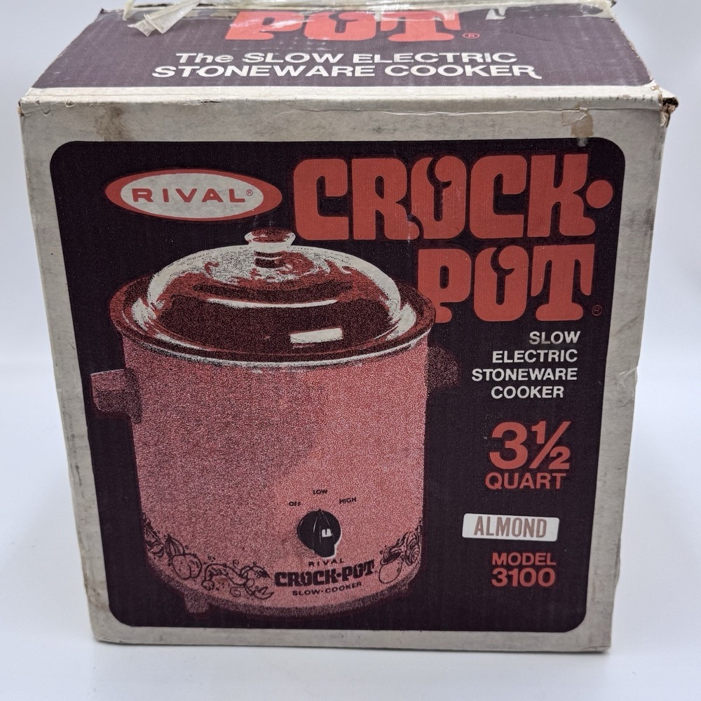 NEW Rival Crock Pot 3.5 QT 1970s Slow Cooker Model 3100 ALMOND Made In USA VTG